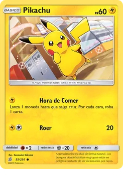 Carta Pikachu de la expansión Mentes Unidas, número 55/236