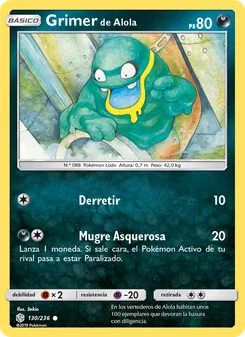 Carta Grimer de Alola de la expansión Eclipse Cósmico, número 130/236