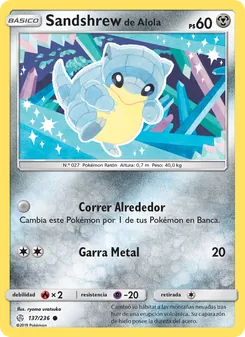 Carta Sandshrew de Alola de la expansión Eclipse Cósmico, número 137/236