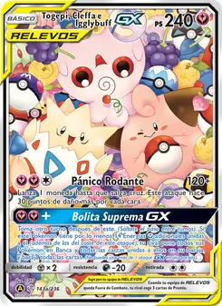 Carta Togepi, Cleffa e Igglybuff GX de la expansión Eclipse Cósmico, número 143/236