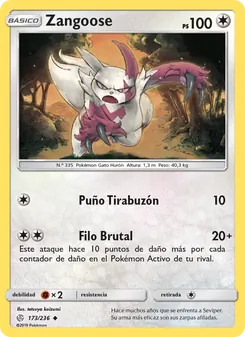 Carta Zangoose de la expansión Eclipse Cósmico, número 173/236