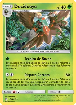 Carta Decidueye de la expansión Eclipse Cósmico, número 20/236
