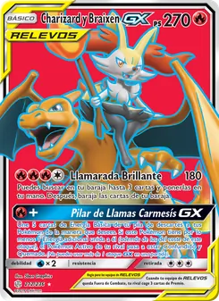 Carta Charizard y Braixen GX de la expansión Eclipse Cósmico, número 212/236