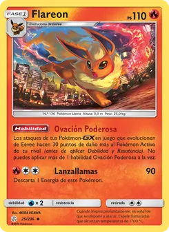Carta Flareon de la expansión Eclipse Cósmico, número 25/236