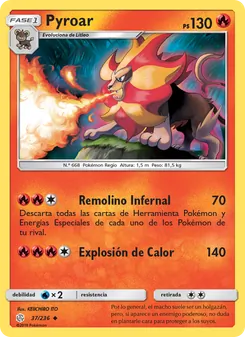 Carta Pyroar de la expansión Eclipse Cósmico, número 37/236