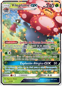 Carta Vileplume GX de la expansión Eclipse Cósmico, número 4/236