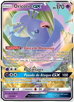 Carta Oricorio GX de la expansión Eclipse Cósmico, número 95/236