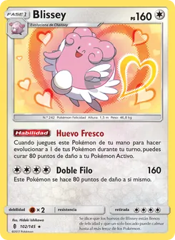 Carta Blissey de la expansión Albor de Guadianes, número 102/145