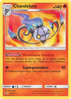 Carta Chandelure de la expansión Albor de Guadianes, número 13/145