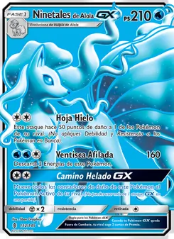 Carta Ninetales de Alola GX de la expansión Albor de Guadianes, número 132/145