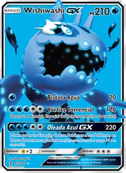 Carta Wishiwashi GX de la expansión Albor de Guadianes, número 133/145