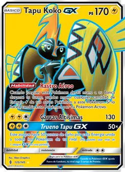Carta Tapu Koko GX de la expansión Albor de Guadianes, número 135/145