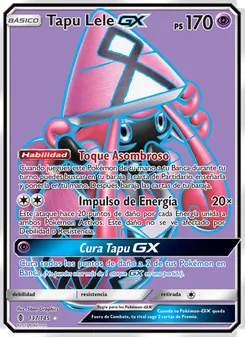 Carta Tapu Lele GX de la expansión Albor de Guadianes, número 137/145