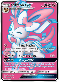 Carta Sylveon GX de la expansión Albor de Guadianes, número 140/145