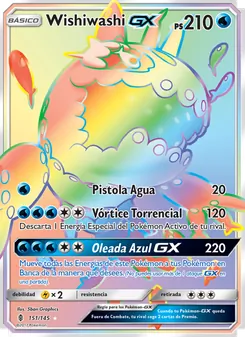 Carta Wishiwashi GX de la expansión Albor de Guadianes, número 151/145