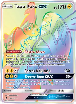 Carta Tapu Koko GX de la expansión Albor de Guadianes, número 153/145
