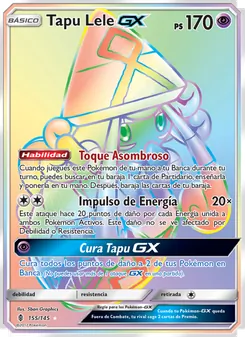 Carta Tapu Lele GX de la expansión Albor de Guadianes, número 155/145