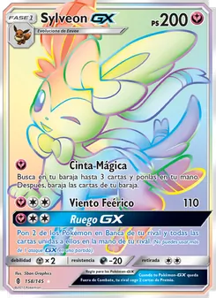 Carta Sylveon GX de la expansión Albor de Guadianes, número 158/145