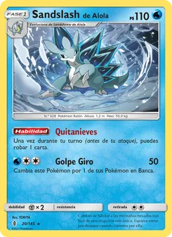 Carta Sandslash de Alola de la expansión Albor de Guadianes, número 20/145