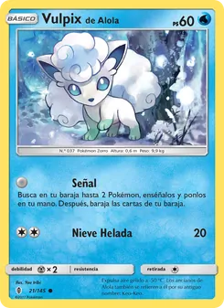 Carta Vulpix de Alola de la expansión Albor de Guadianes, número 21/145