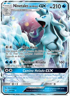 Carta Ninetales de Alola GX de la expansión Albor de Guadianes, número 22/145