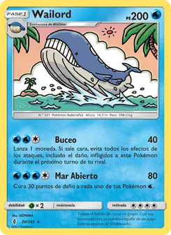 Carta Wailord de la expansión Albor de Guadianes, número 30/145