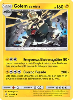 Carta Golem de Alola de la expansión Albor de Guadianes, número 42/145