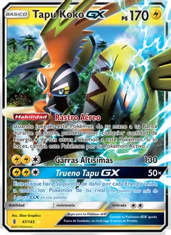 Carta Tapu Koko GX de la expansión Albor de Guadianes, número 47/145
