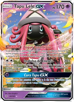 Carta Tapu Lele GX de la expansión Albor de Guadianes, número 60/145