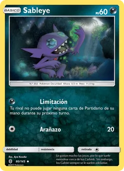 Carta Sableye de la expansión Albor de Guadianes, número 80/145