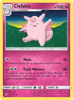 Carta Clefable de la expansión Albor de Guadianes, número 89/145