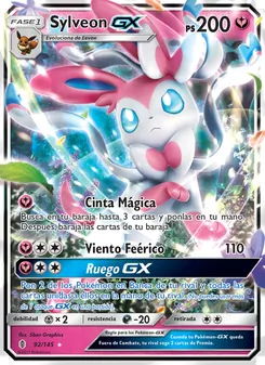 Carta Sylveon GX de la expansión Albor de Guadianes, número 92/145