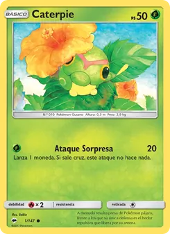 Carta Caterpie de la expansión Sombras Ardientes, número 1/147