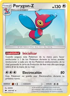 Carta Porygon-Z de la expansión Sombras Ardientes, número 105/147