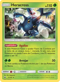 Carta Heracross de la expansión Sombras Ardientes, número 11/147