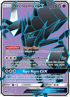 Carta Necrozma GX de la expansión Sombras Ardientes, número 134/147