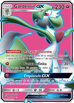 Carta Gardevoir GX de la expansión Sombras Ardientes, número 140/147