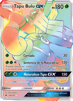 Carta Tapu Bulu GX de la expansión Sombras Ardientes, número 149/147