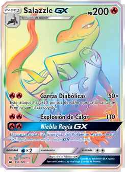 Carta Salazzle GX de la expansión Sombras Ardientes, número 151/147
