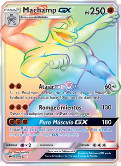 Carta Machamp GX de la expansión Sombras Ardientes, número 154/147