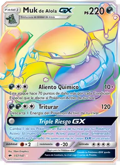 Carta Muk de Alola GX de la expansión Sombras Ardientes, número 157/147