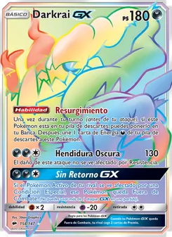 Carta Darkrai GX de la expansión Sombras Ardientes, número 158/147