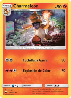 Carta Charmeleon de la expansión Sombras Ardientes, número 19/147