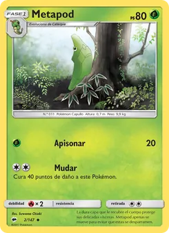 Carta Metapod de la expansión Sombras Ardientes, número 2/147
