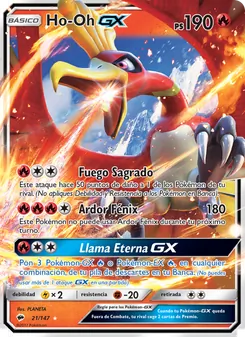 Carta Ho-Oh GX de la expansión Sombras Ardientes, número 21/147