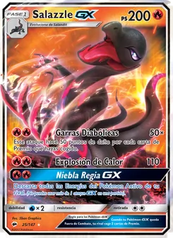 Carta Salazzle GX de la expansión Sombras Ardientes, número 25/147