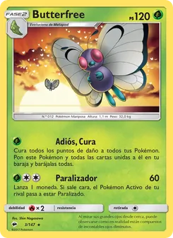 Carta Butterfree de la expansión Sombras Ardientes, número 3/147
