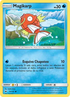 Carta Magikarp de la expansión Sombras Ardientes, número 32/147