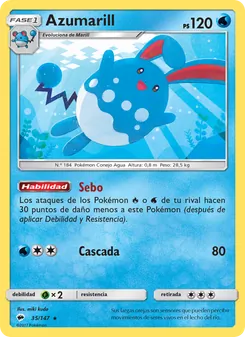 Carta Azumarill de la expansión Sombras Ardientes, número 35/147