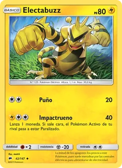 Carta Electabuzz de la expansión Sombras Ardientes, número 42/147